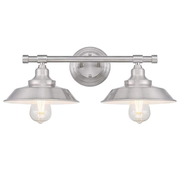 Westinghouse Iron Hill 2-Light Brushed Nickel Wall Mount Bath Light