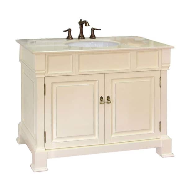Bellaterra Home Olivia 42 in. W x 35-1/2 in. H Single Vanity in Cream White with Marble Vanity Top in Cream
