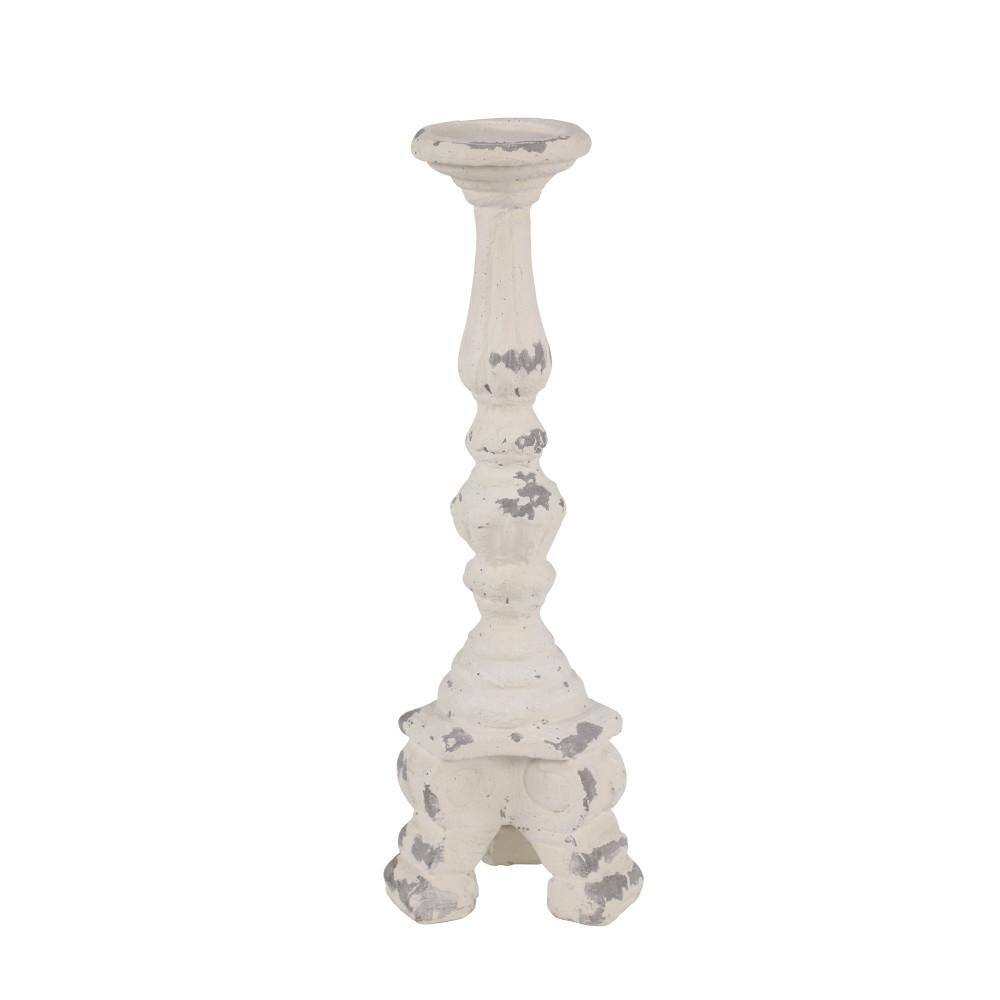 Elegant Vintage White Ceramic 20" Candlestick Holder
