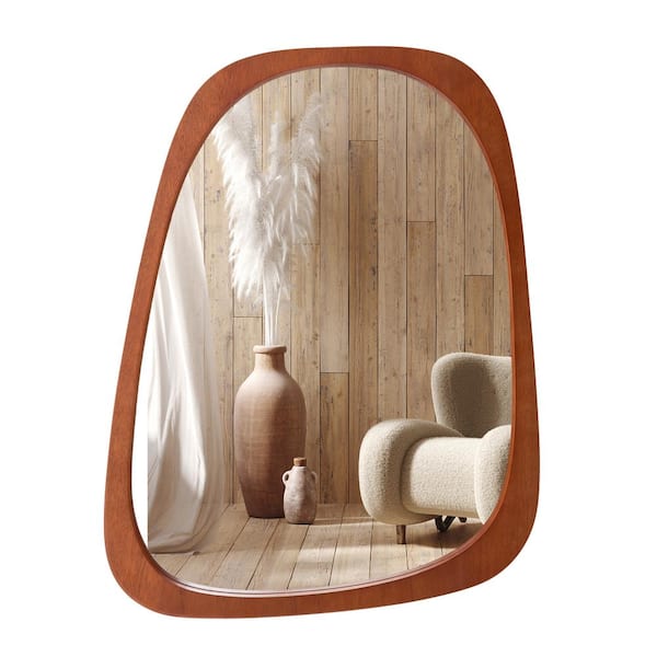 FORCLOVER 21 in. W x 26.5 in. H Irregular Shaped Framed Wall Mount Bathroom Vanity Mirror with Rustic Frame