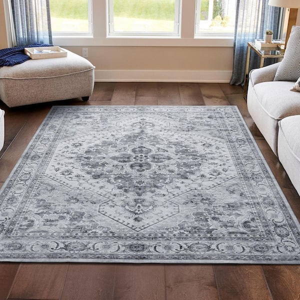 Geraldine Gray 6 ft. x 10 ft. Tufted Geometric Polyester Area Rug