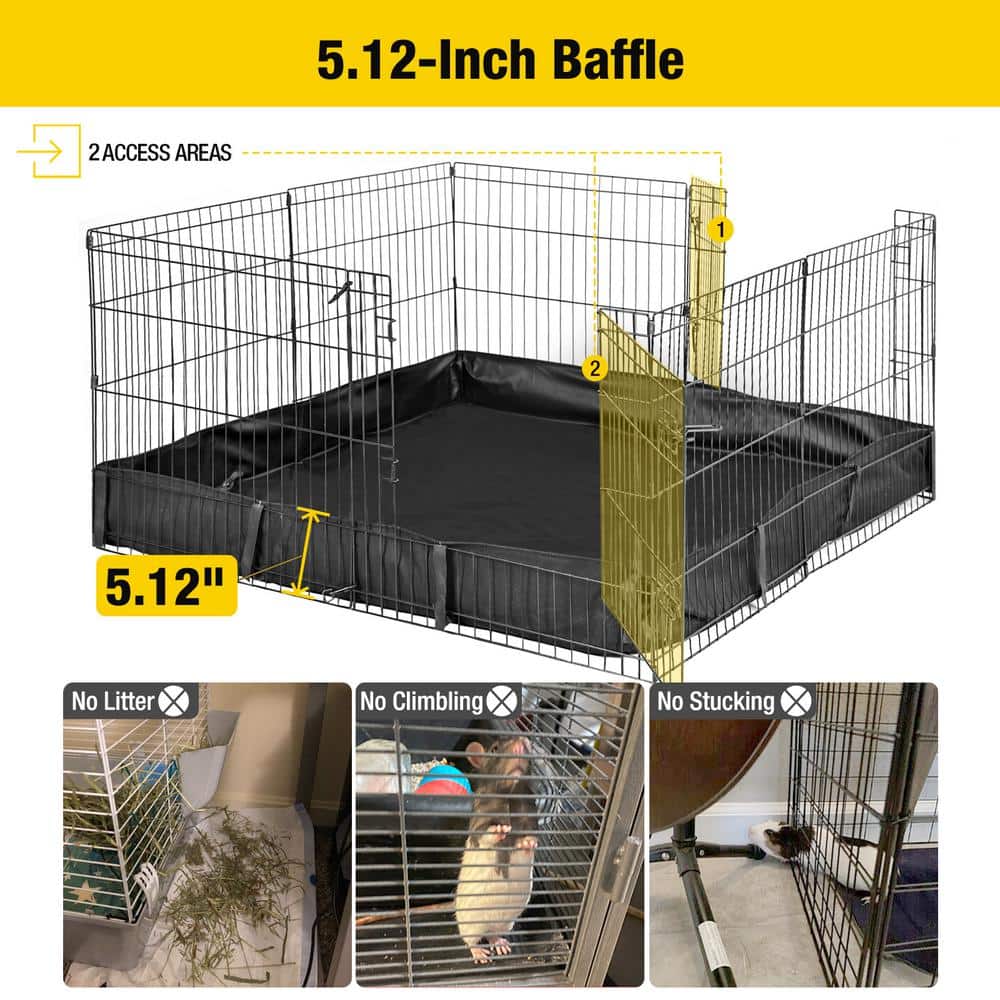 Black Metal Portable Small Pet Playpen with Waterproof Floor