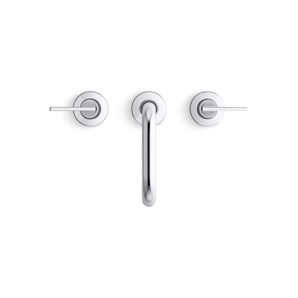 Polished Chrome Widespread Bathroom Sink Faucet with Stamped Levers