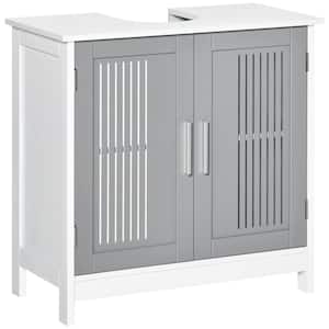 23.5 in. W x 11.75 in. D x 23.5 in. H Bath Vanity Cabinet without Top in White & Gray with 2 Doors & Adjustable Shelves