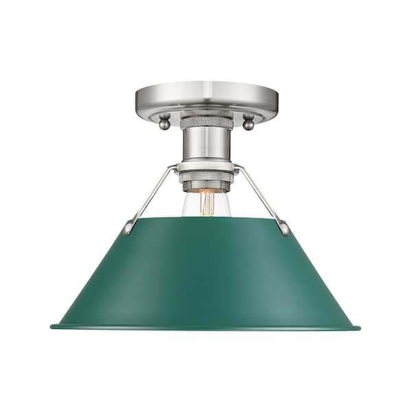 Orwell 10 in. 1 Light Pewter Flush Mount With Shade and No Bulbs Included 1-Pack
