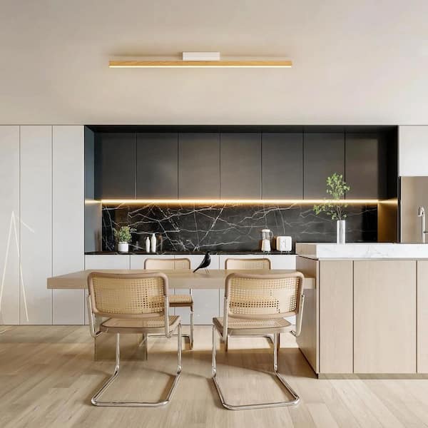 Victoria 39.3 in. 22-Watt Farmhouse Brown Linear Long Strip Dimmable Integrated LED Vanity Light/Flush Mount Light