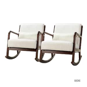 Cecilia Ivory Rocking Chair with with a Lumbar Pillow (Set of 2)
