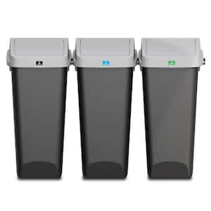 36 Gal. Plastic Bin for Trash with Odor Protection and Swing Top and Lift Up Lids