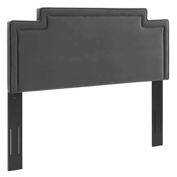 MODWAY Transfix Performance 78.5 in. Velvet King/California King Headboard in Charcoal