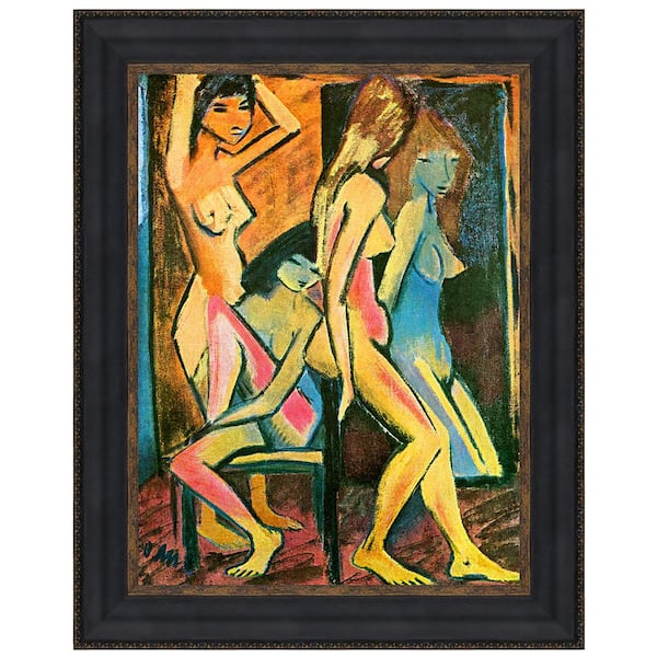 Design Toscano 3-Nudes Before the Mirror, 1912 by Otto Mueller Framed Abstract Oil Painting Art Print 26.75 in. x 21.25 in.