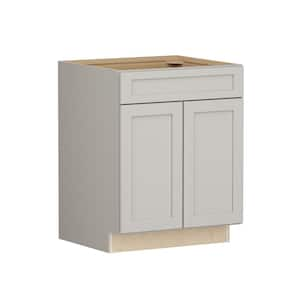 Shaker Full Overlay 27 in. W. x 24 in. D x 34.5 in. H Plywood Assembled Base Kitchen Cabinet in Stone Gray