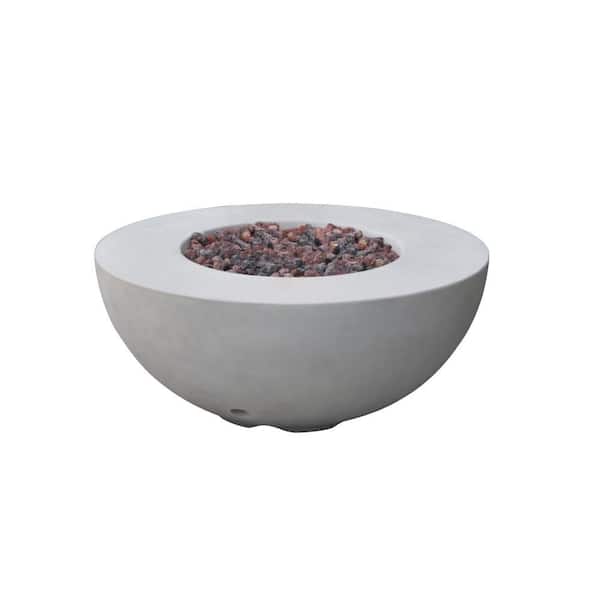 Modeno Roca 35 in. Diameter Light Grey Concrete Natural Gas Fire Table