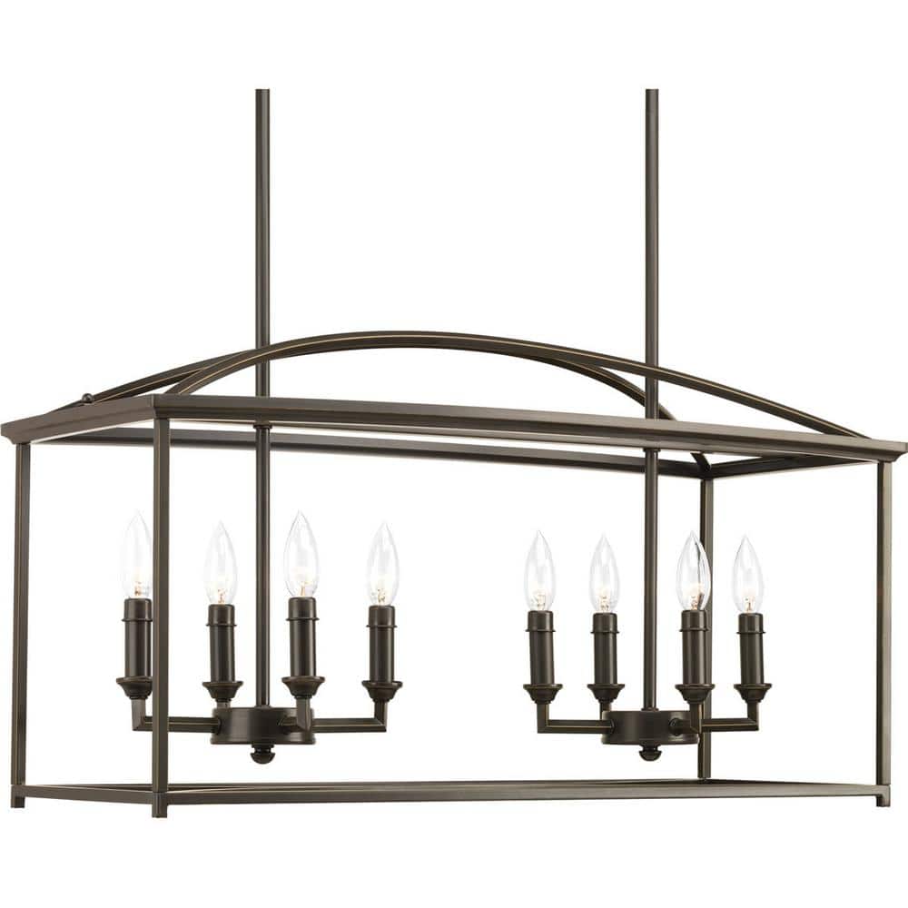 Antique Bronze 8-Light Candle Chandelier with Steel Frame