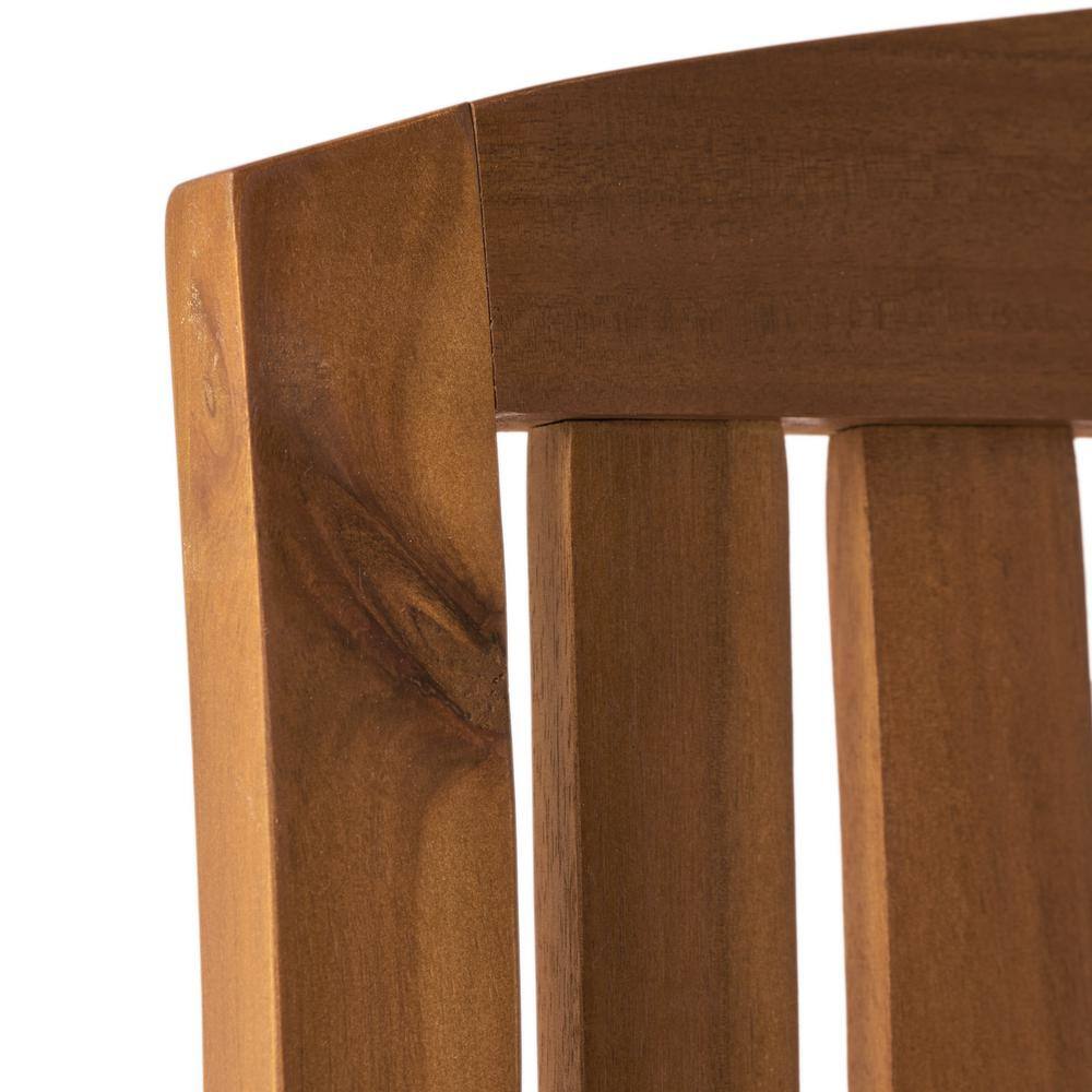 Teak Finish Acacia Wood Rocking Chair with Cream Cushion