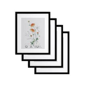 8 x 10 Matted to 5 x 7 Black Hanging Picture Frame for Tabletop and Wall-Mounted (Set of 4)
