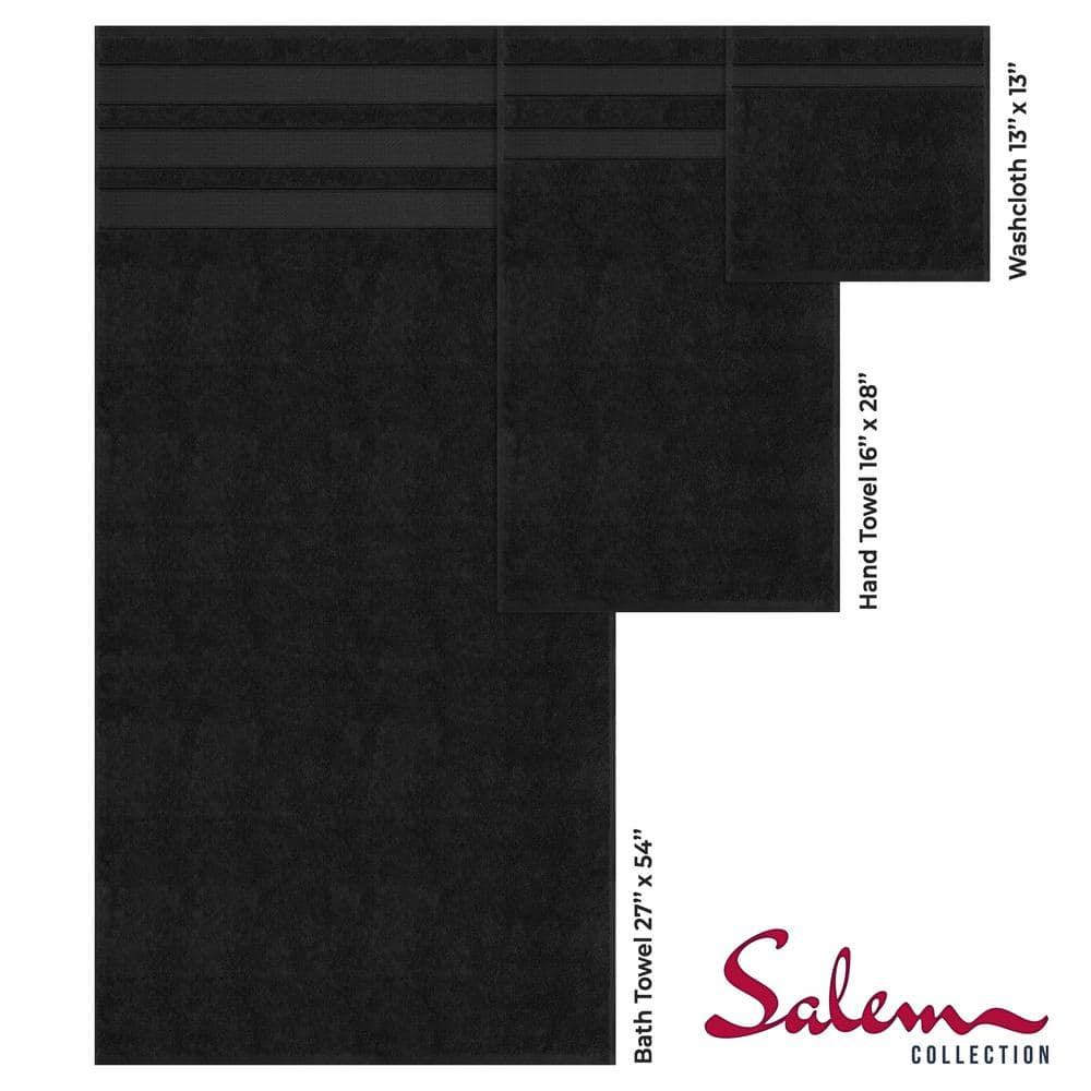 Luxury Black Turkish Cotton 6-Piece Towel Set