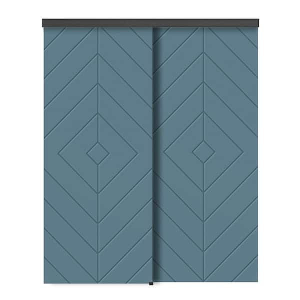 CALHOME 72 in. x 80 in. Hollow Core Dignity Blue Stained Composite MDF Interior Double Closet Sliding Doors