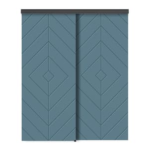 60 in. x 84 in. Hollow Core Dignity Blue Stained Composite MDF Interior Double Closet Sliding Doors
