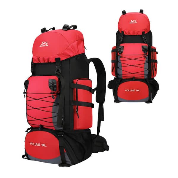 ITOPFOX 90L Red Nylon Camping Backpack Waterproof Mountaineering Bag Travel  Hiking Army Bags with Rain Cover H2SA05OT066 - The Home Depot