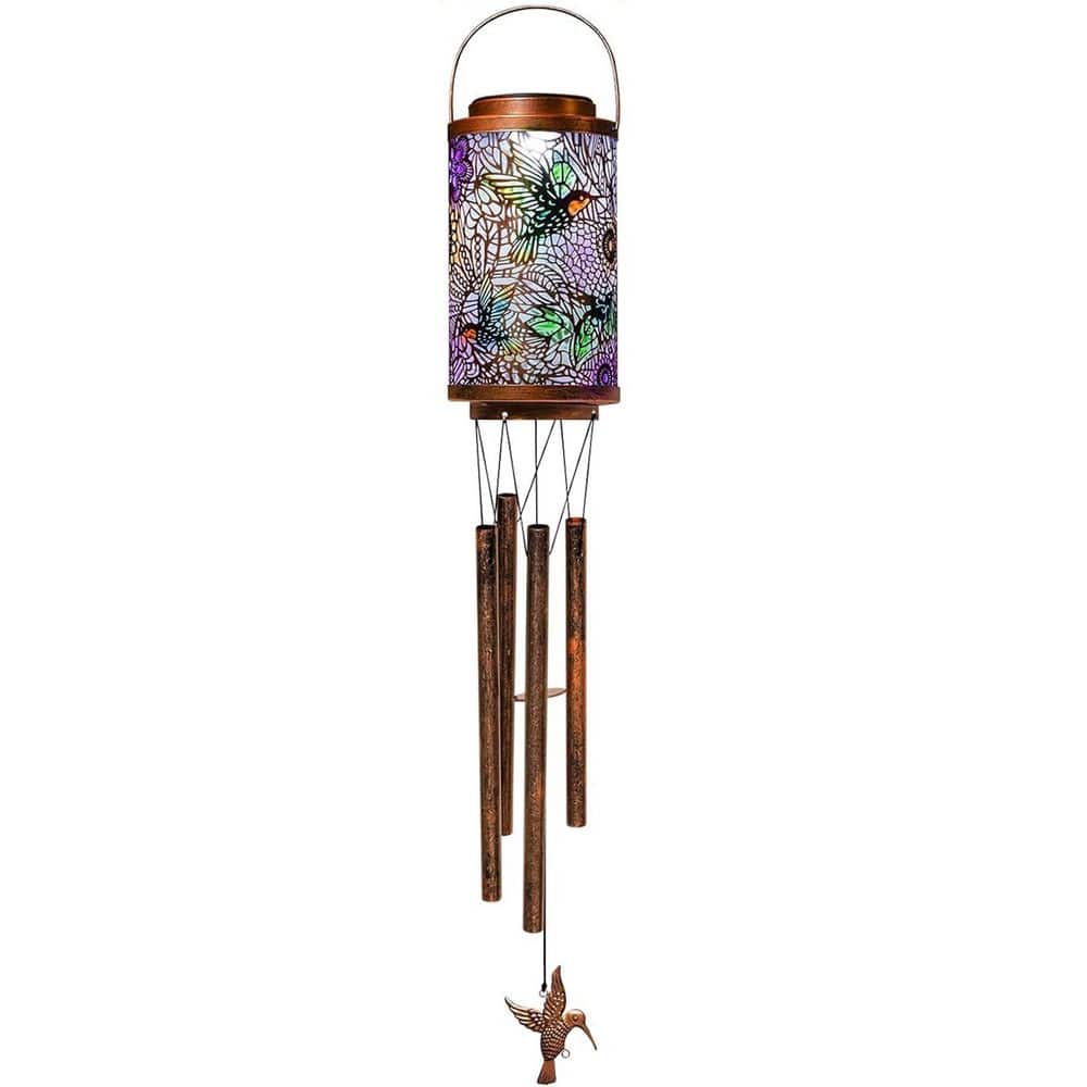 Phewnyzo Solar-Powered Outdoor Wind Chimes with Lantern and