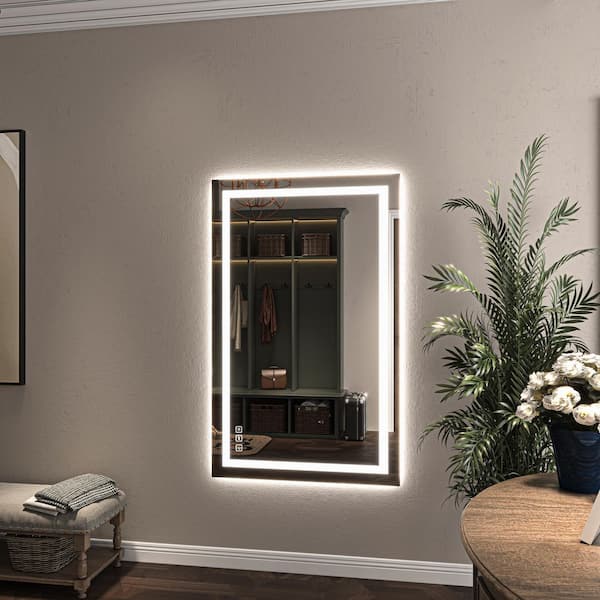 36 in. W x 60 in. H Wall-mounted Full-length Mirror LED Light Dresser Mirror Full Body Mirror