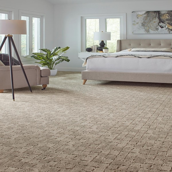 Posh Patterns Gilded Beige 37 oz. Polyester Pattern Installed Carpet