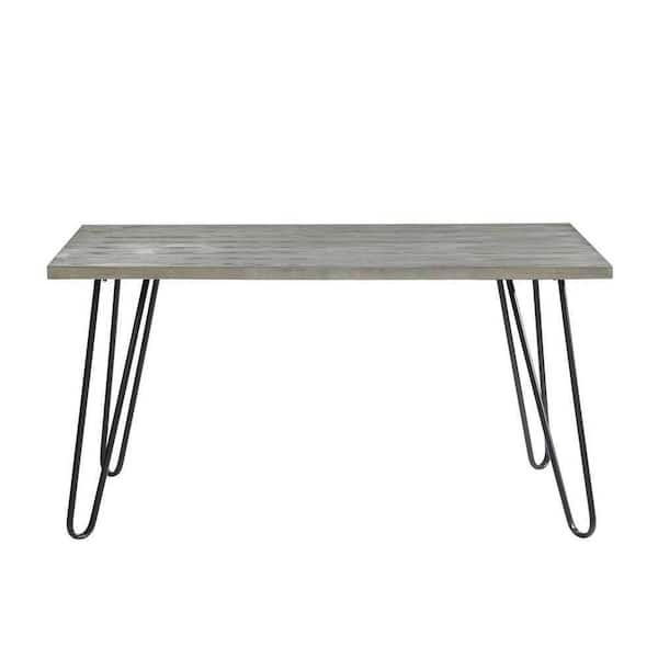 EVERGLADE HOME Orsina 60 in. Rectangular Light Gray Wood Top Dining Table (Seats 4)