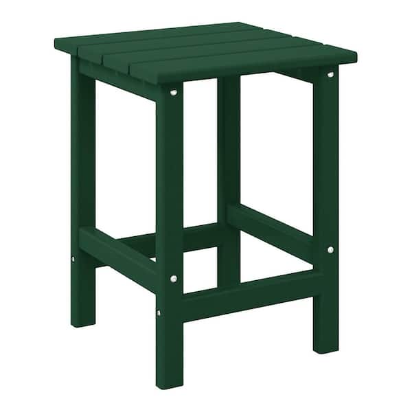 WESTIN OUTDOOR Mason 18 in. Dark Green Poly Plastic Fade Resistant Outdoor Patio Square Adirondack Side Table