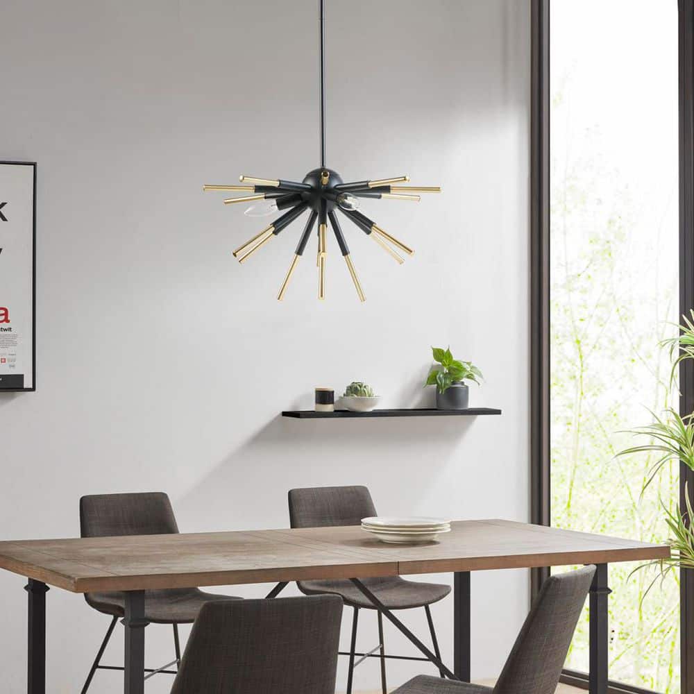 3-Light Gold+Matte Black Spiked Chandelier for Living Areas with No Bulbs Included price history on PriceWatchPro