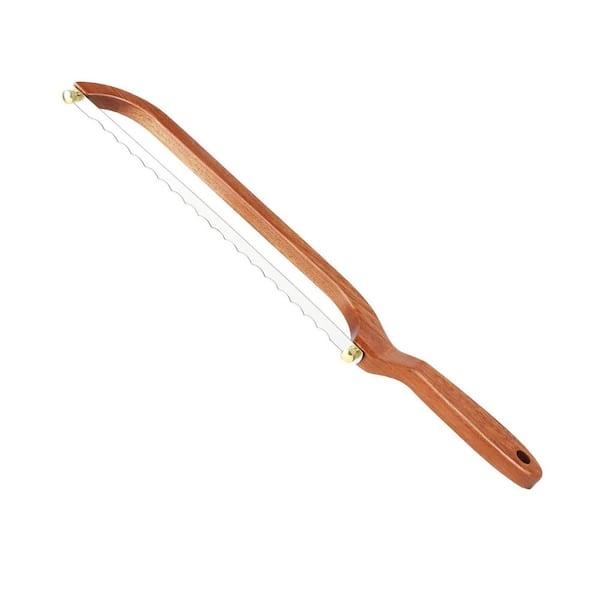 10.6 in. High Carbon Stainless Steel Full Tang Serrated Bread Knife w/ Wooden Handle for Slicing Bread, Bagel, Baguette