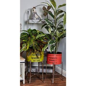 28 in. x 16 in. Multi Colored Metal Farmhouse Planter (Set of 3)