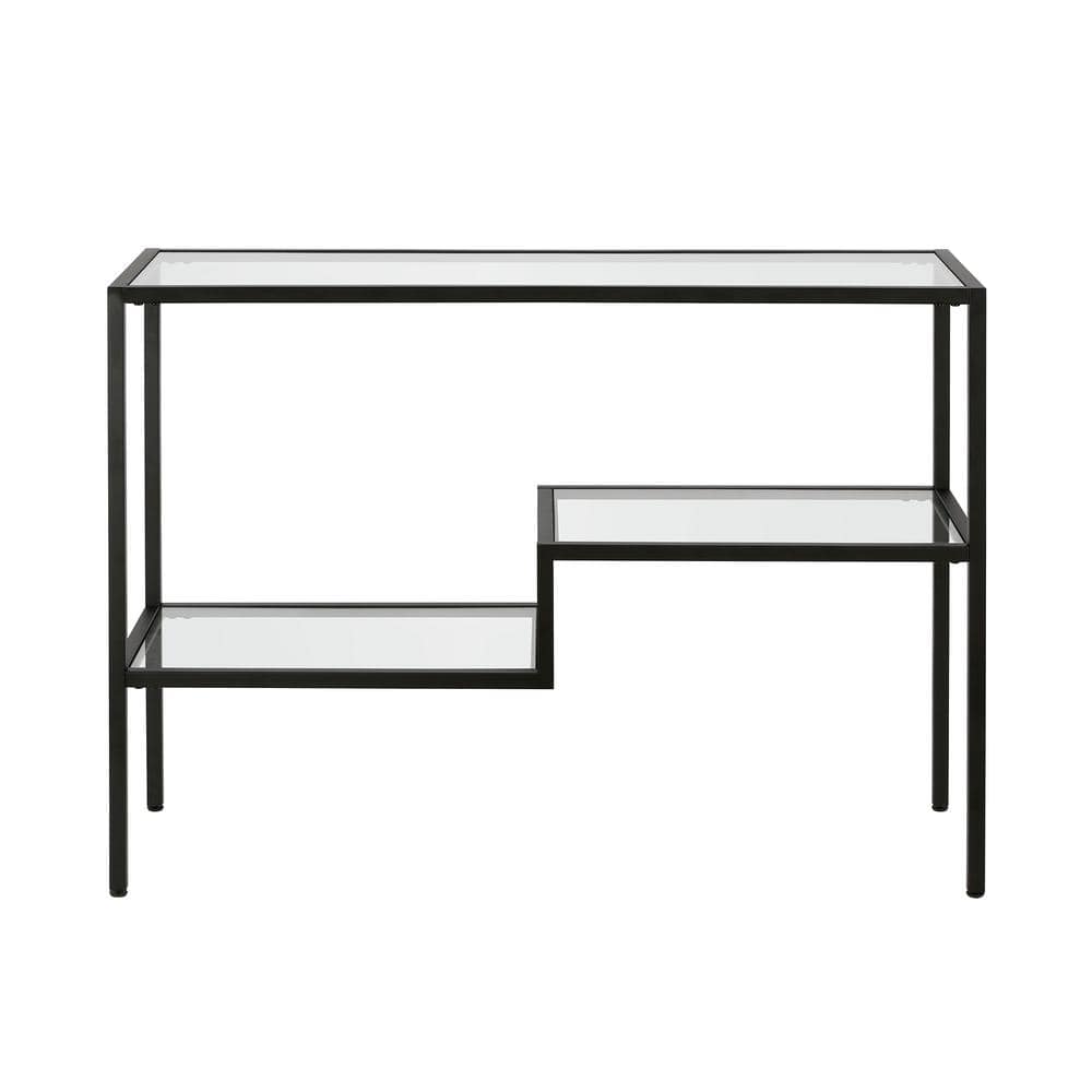 Lovett Blackened Bronze 42" Metal and Glass Console Table