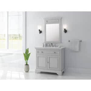 Sadie 38 in. W x 22 in. D x 35 in. H Vanity in Dove Gray with Marble Vanity Top in Natural White with White Sink