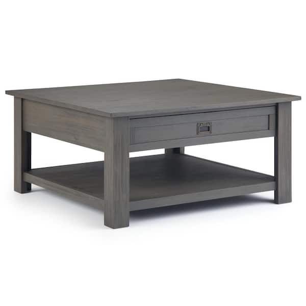 Brooklyn + Max Sullivan 38 in. Gray Medium Square Wood Coffee Table with Drawers