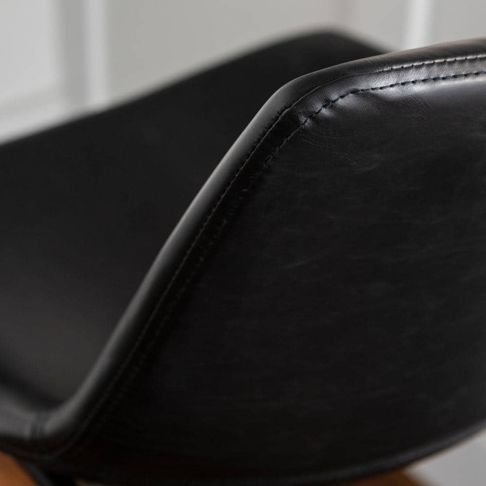 Modern Sleek Black Faux Leather Barstools with Powder-Coated Steel Legs