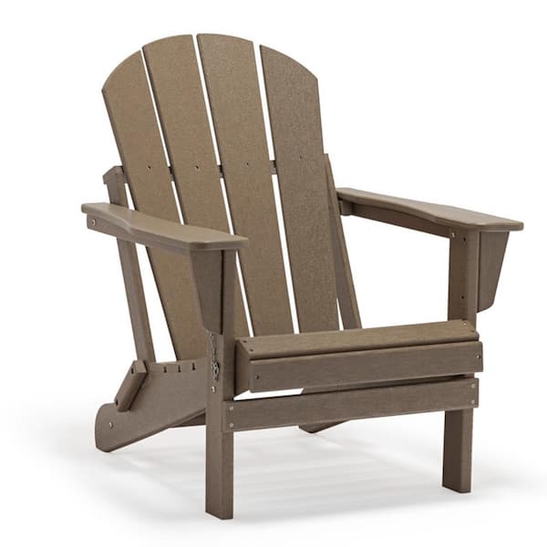 Unbranded Classic Coffee Folding Outdoor Adirondack Chair for Backyard and Lawnchic Touch