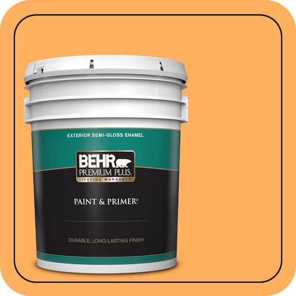 BEHR PREMIUM PLUS 5 gal. #280B-5 Vintage Orange Semi-Gloss Enamel Exterior Paint & Primer