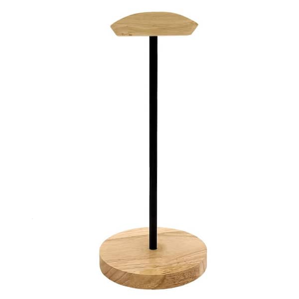 Wooden Headphone Stand Aluminum Headset Holder Gaming Desktop Earphone Hanger with Solid Stable Base Nature Wood