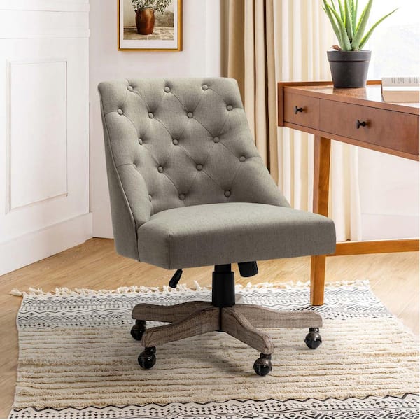 Linon Home Decor Barnes Cream Sherpa Upholstered 17 in. - 21 in. Adjustable Height Office Chair