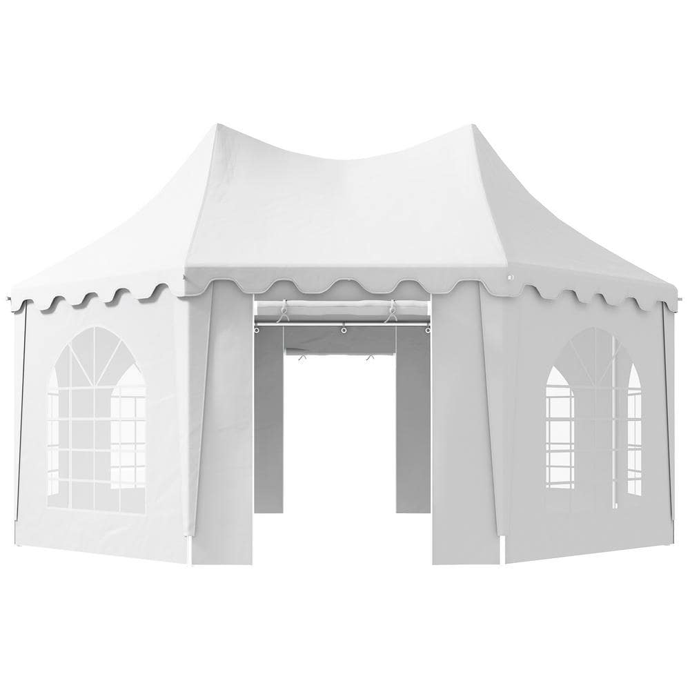 Large White Polyester Outdoor Party Tent with Cathedral Windows