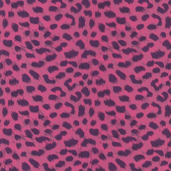 Brewster Kids World Kitty Purry Pink Leopard Print Wallpaper Sample