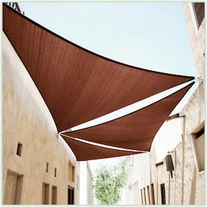12 ft. x 12 ft. x 17 ft. 190 GSM Brown Right Triangle Sun Shade Sail with Triangle Kit