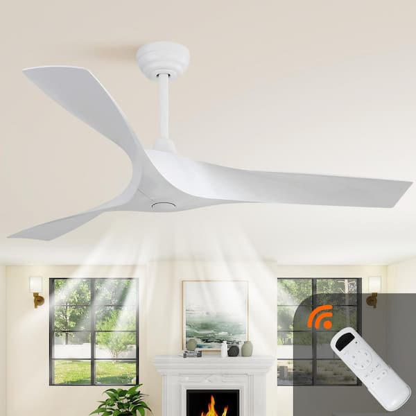 Quiet Series 52 in. Indoor White Low Profile 3-Blade Ceiling Fan with Remote Included Downrod Mount
