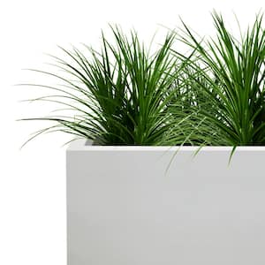27 in. Tall Large Rectangular Pure White Concrete Metal Indoor Outdoor Planter Pot w/Drainage Hole