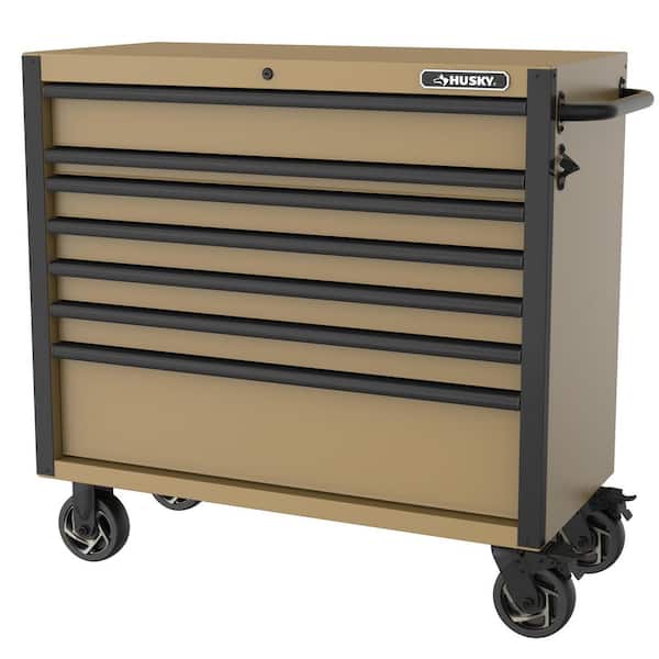 Heavy-Duty 42 in. W 7-Drawer Matte Tan Rolling Tool Cabinet