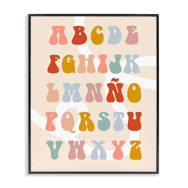 Stupell Industries Abstract ABC Spanish Alphabet by Lil' Rue Black Framed Typography Giclee Art Print 30 in. x 24 in.