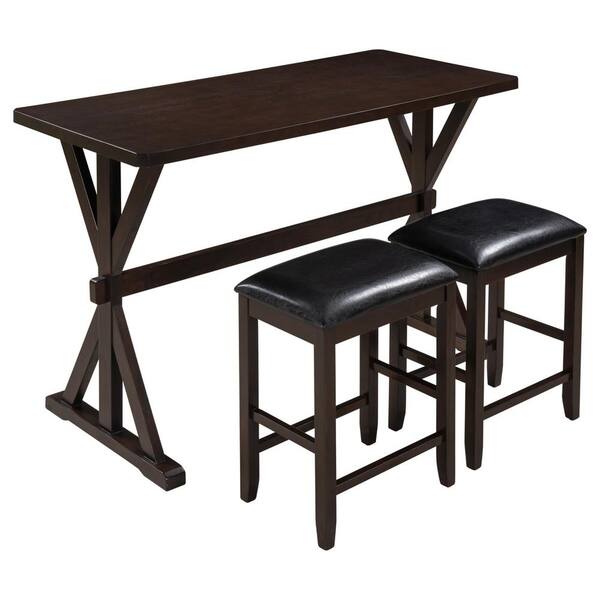 Wood Top Brown Dining Table Set, Breakfast Bar Top Dining Table Set
