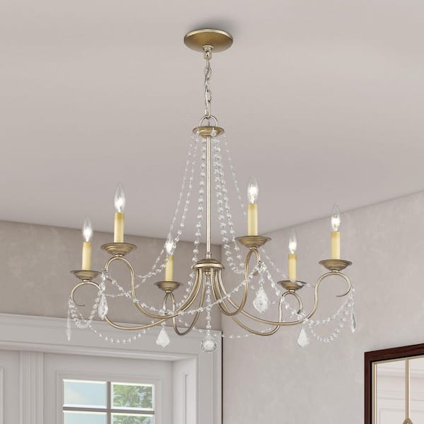 AVIANCE LIGHTING Dorrance 6 Light Hand Painted Antique Silver Leaf Chandelier