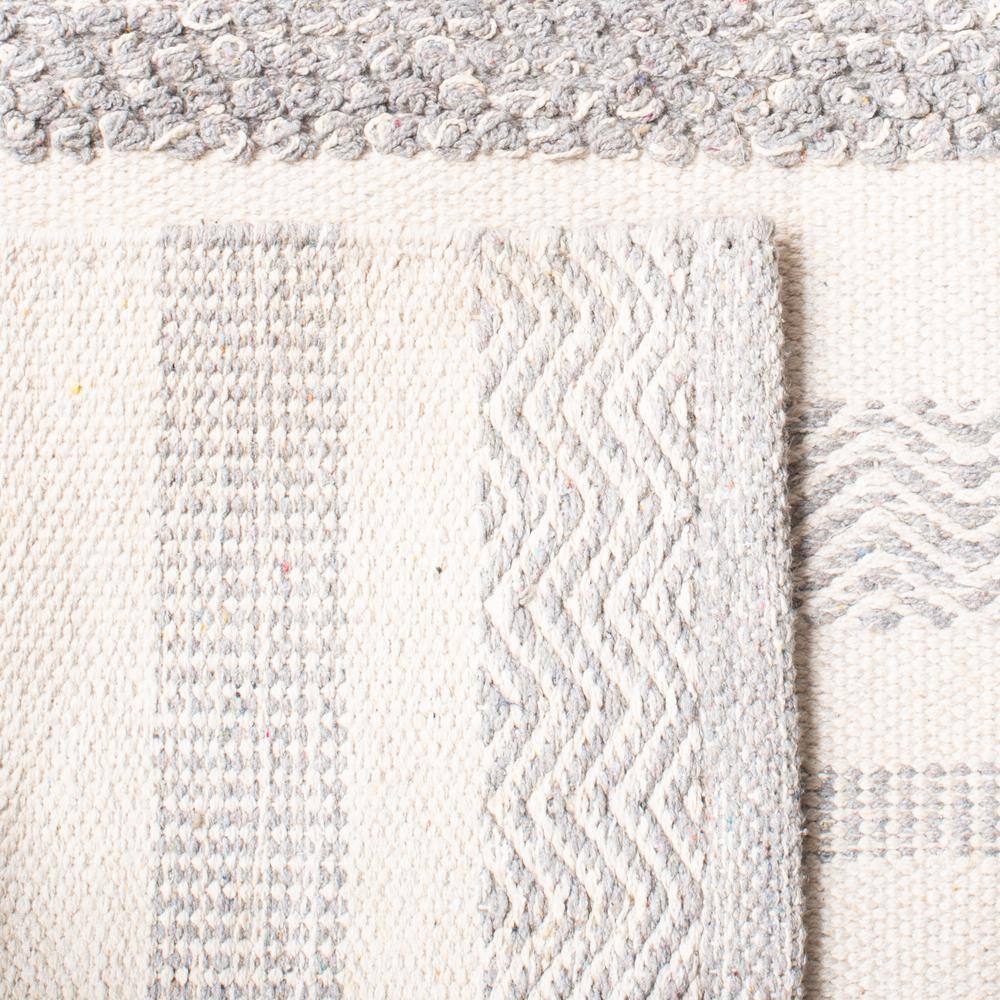 Ivory Striped Kilim 5' x 8' Hand Woven Wool-Cotton Rug