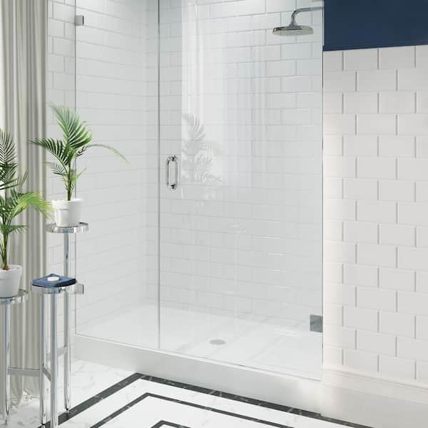 Voltaire 60 in. x 32 in. Acrylic Single-Threshold Center Drain Shower Base in White